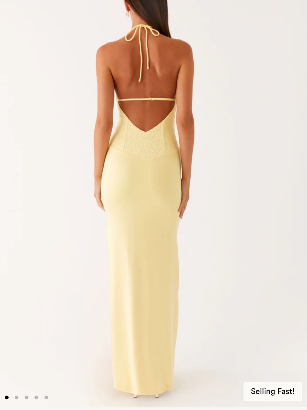 Peppermayo Yellow Lace Halter Maxi Dress - Picture 7 of 8